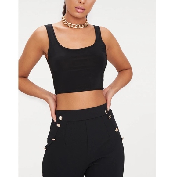 NWT PRETTY LITTLE THING jersey square neck crop 10 - Picture 2 of 10